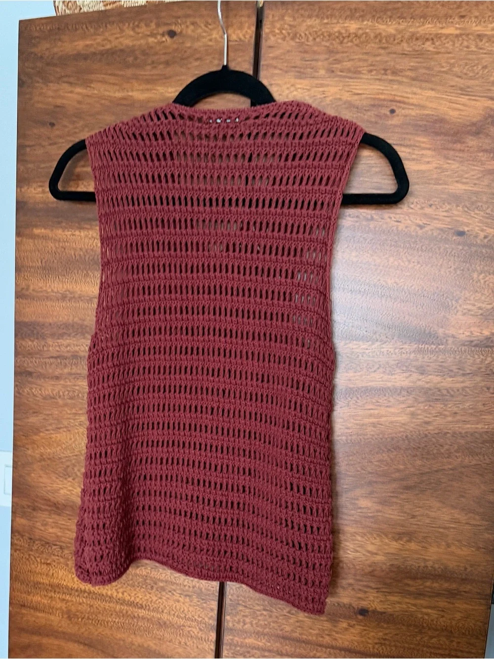 Massimo Dutti Crochet V-Neck Tank - Wine - Picture 2 of 5